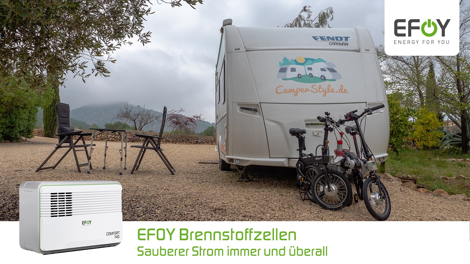 Die EFOY COMFORT liefert Ihnen Strom bei jedem Wetter.
